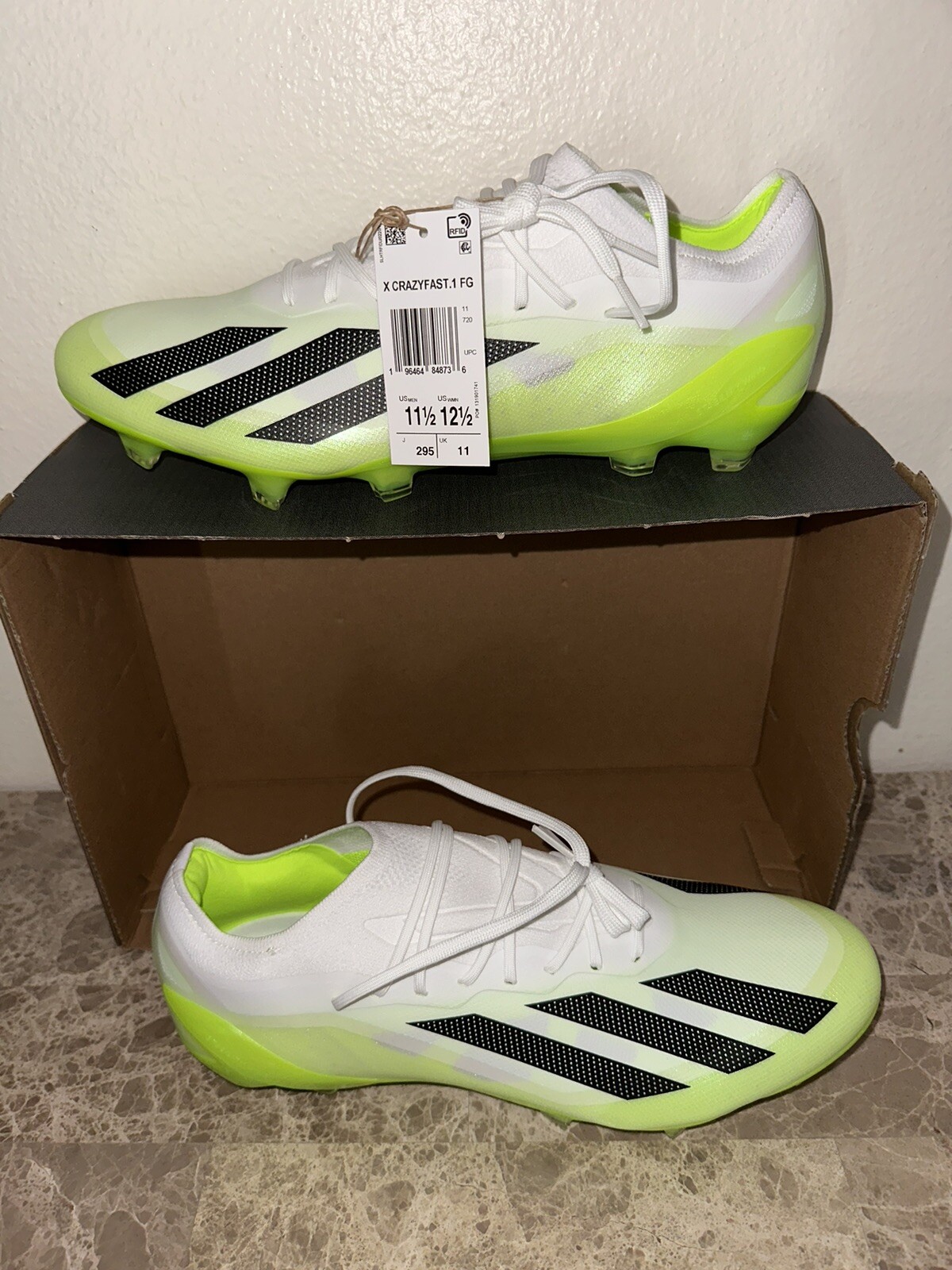 Adidas X Crazyfast.1 FG Lemon Green White Mens Soccer Cleats HQ4516 Size 11.5