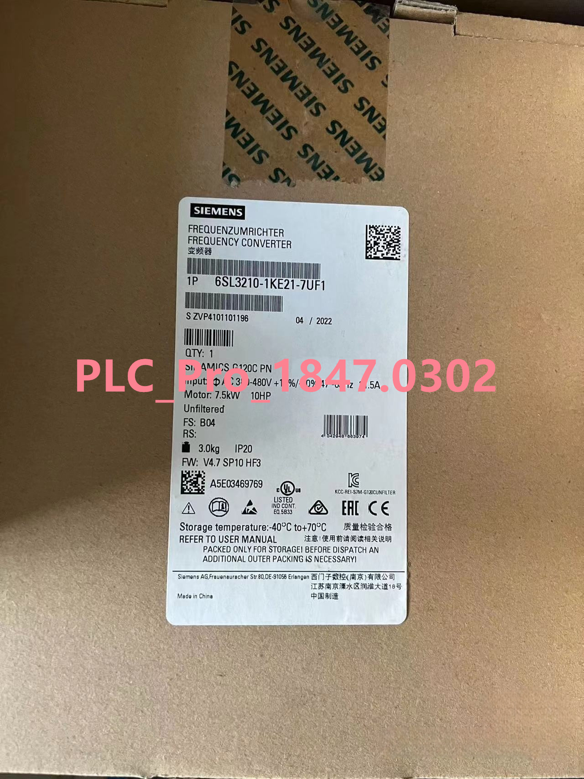6SL3210-1KE21-7UF1 1PCS New Siemens 6SL3 210-1KE21-7UF1  Free expedited shipping