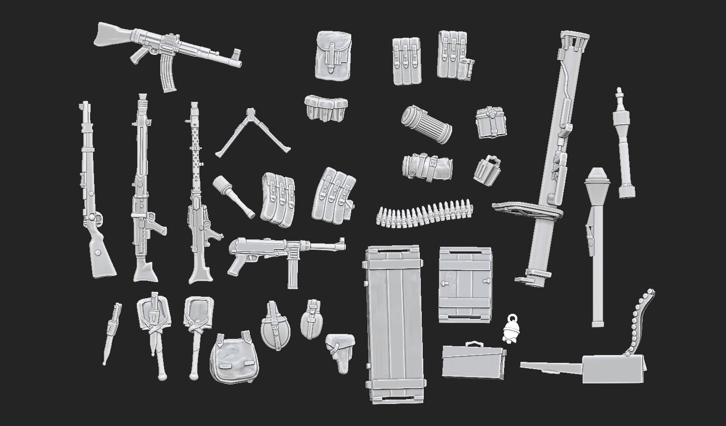 Just Some Miniatures WW2 German Equipment Conversion Bits Bolt Action 28mm 35mm