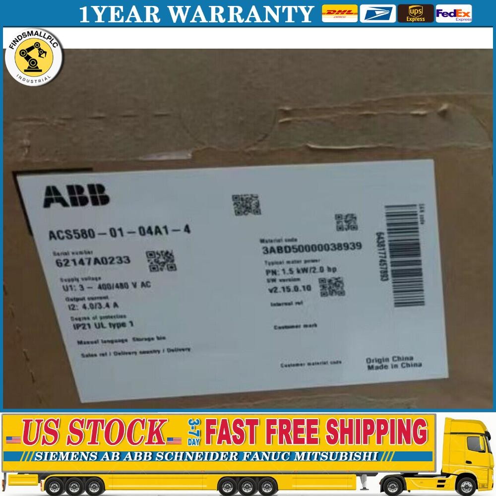 ACS580-01-04A1-4 ABB 1.5 KW Inverter Brand New in Box!Spot Goods Zy US Free TAX