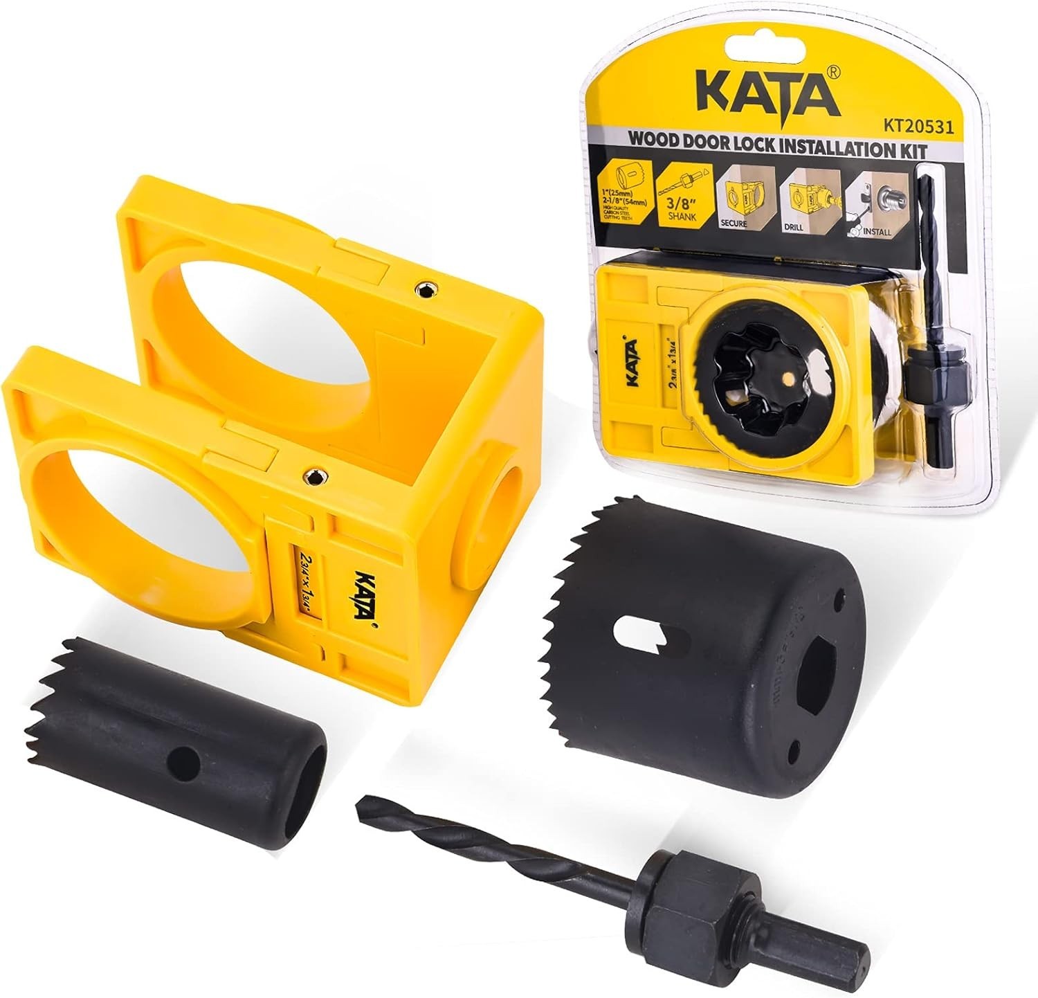 Door Lock Installation Kit Wood Deadbolt Lockset Guide Hole Saw Drill NEW