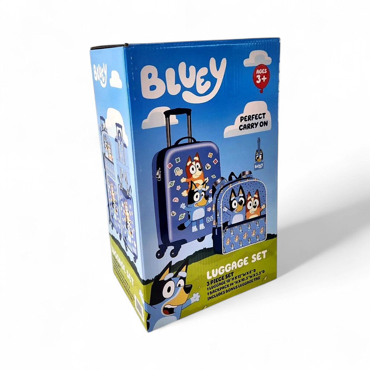 Bluey 3-Piece Wheeled Luggage + Backpack Set With Luggage Tag