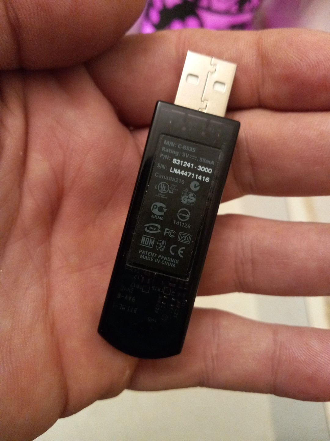 LOGITECH C-BS35 USB WIRELESS RECEIVER DONGLE 831241-3000 With USB Stand