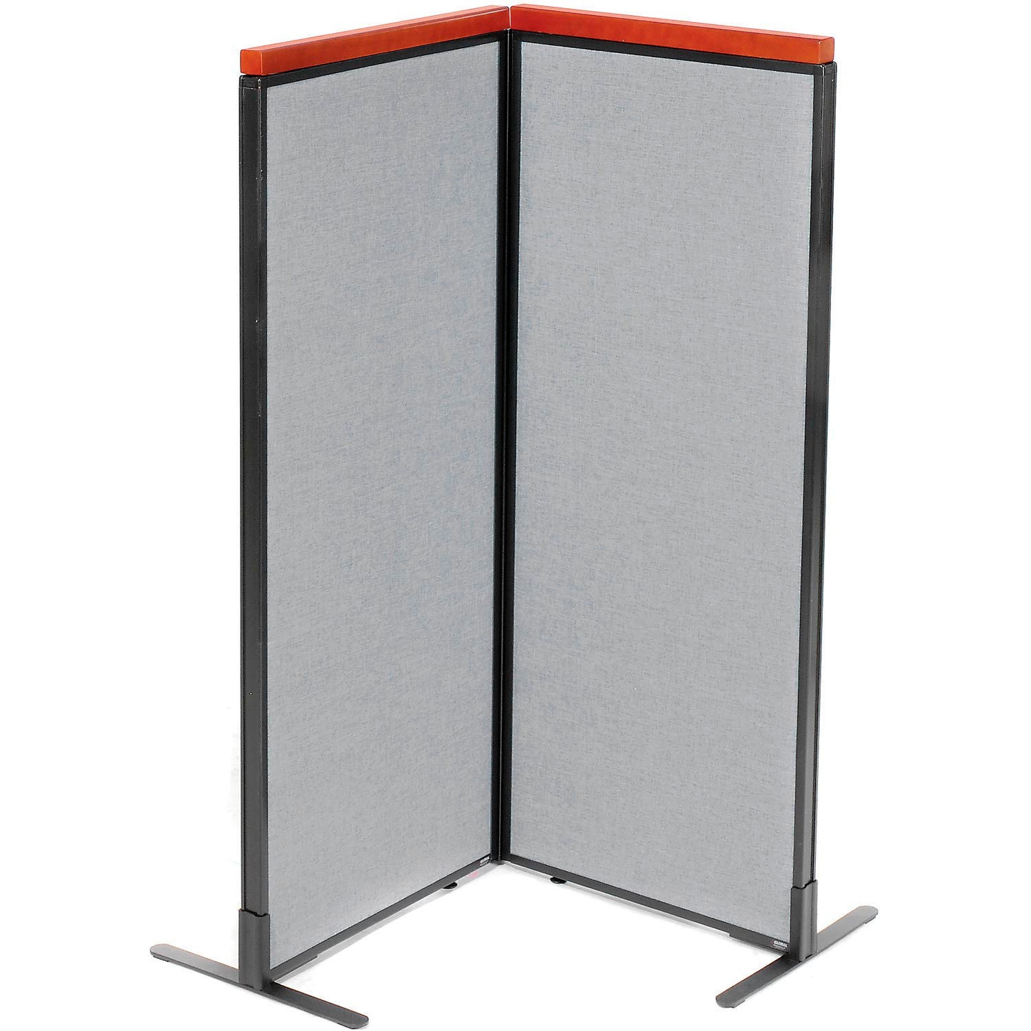 24-1/4"W x 61-1/2"H Deluxe Freestanding 2-Panel Corner Room Divider Gray