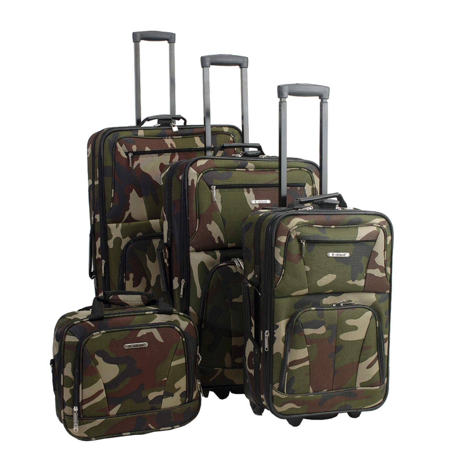 Rockland Journey Softside Upright 4 Piece (28"/24"/19"/14" Tote), Camo