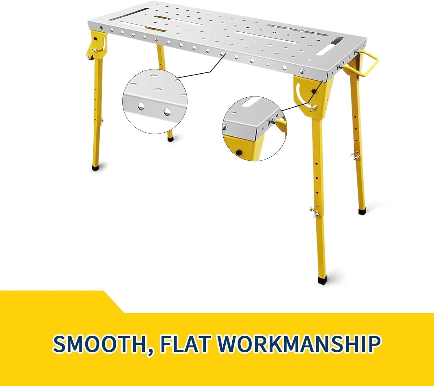 46x18 Inch Welding Table 1000LB Folding Workbench with Wheels Adjustable Height