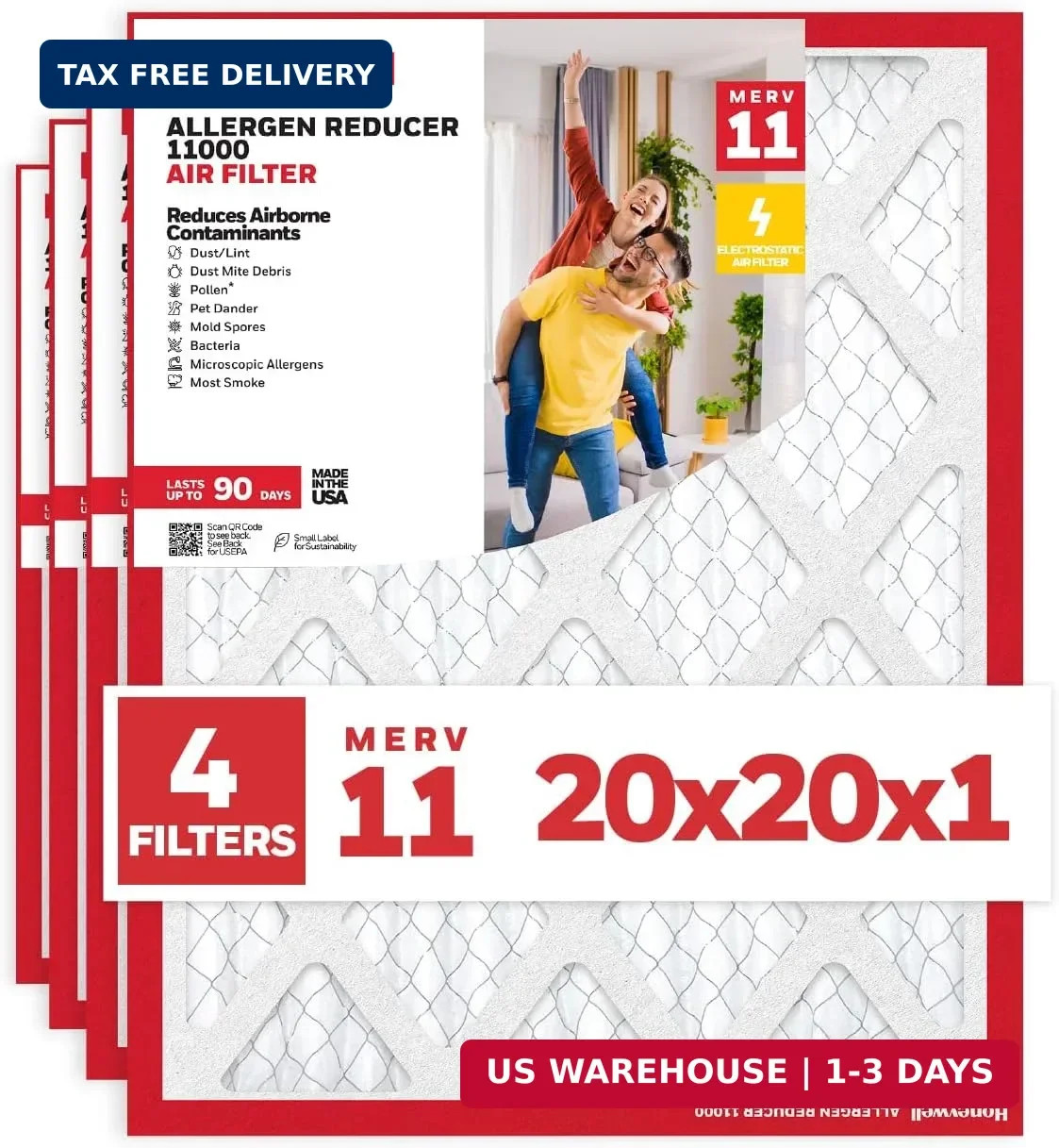 20x20x1 MERV 11 Allergen Reducer 11000 Electrostatic Pleated HVAC AC F