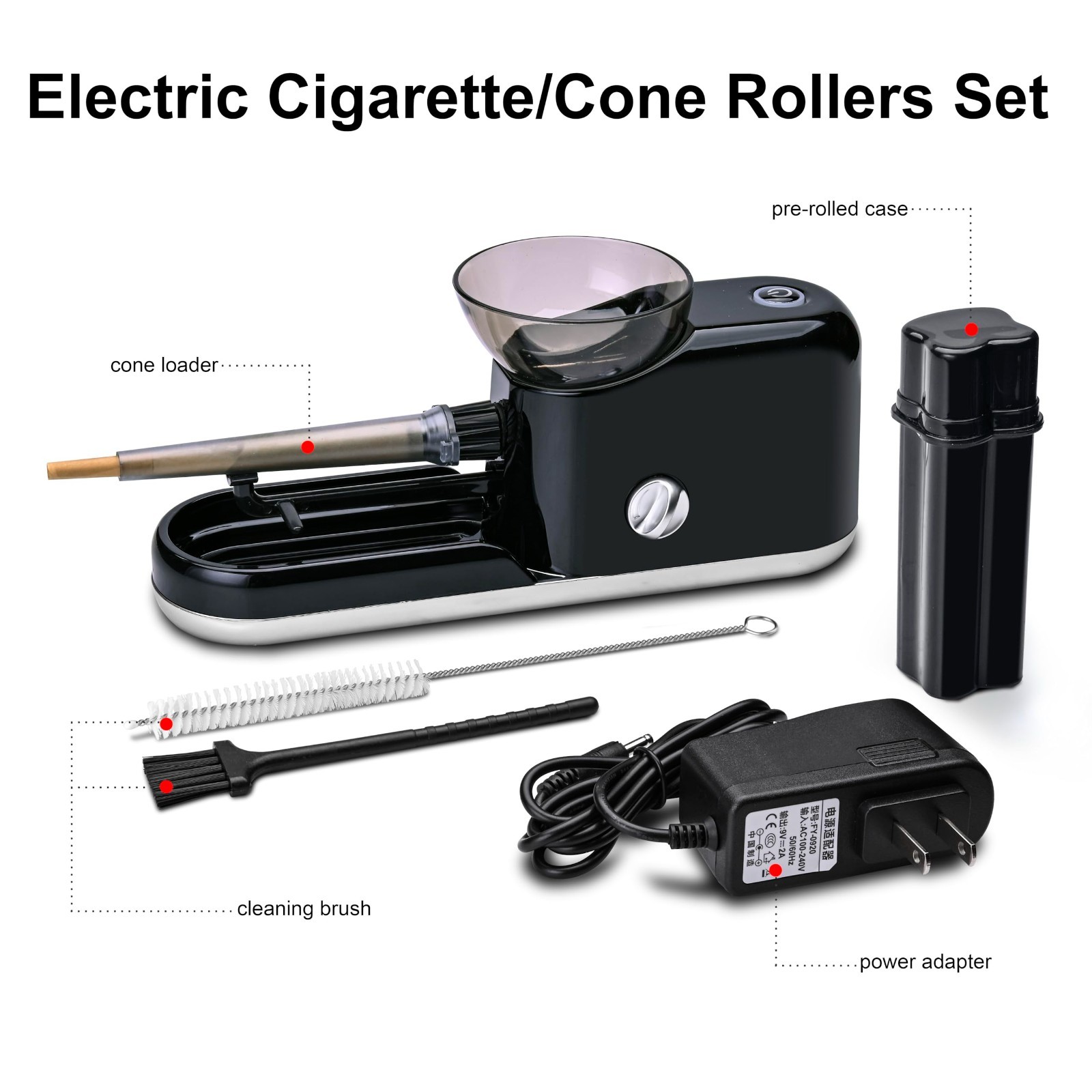 Electric Pre Roll Machine - Automatic Cone Loader & King Size Cone Holder, Cigar