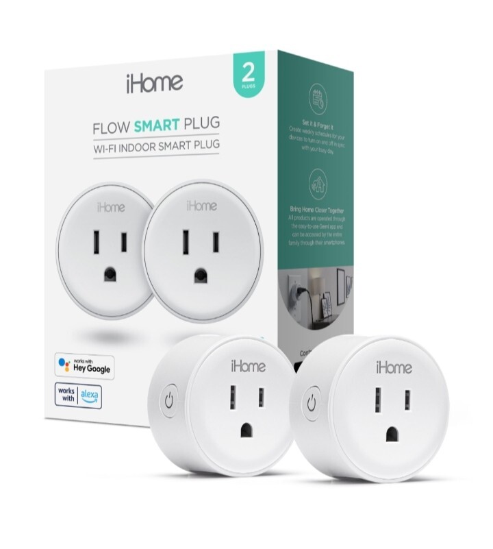 iHome Smart Plug Works with Alexa and Google Home, App Control, 10 Amps - 2 Pack