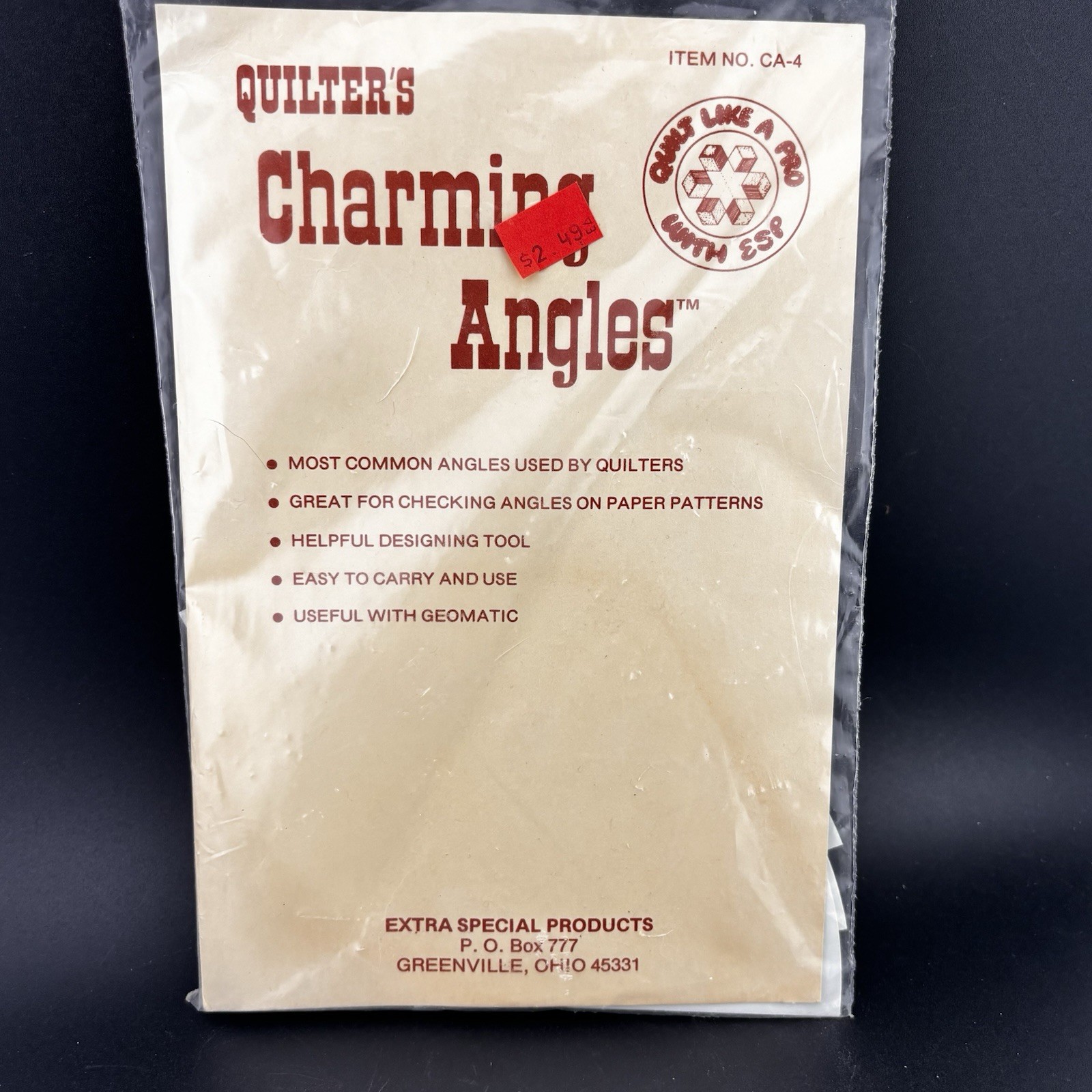 Quilters Charming Angles Common Angle Template “Quilt Like A Pro”