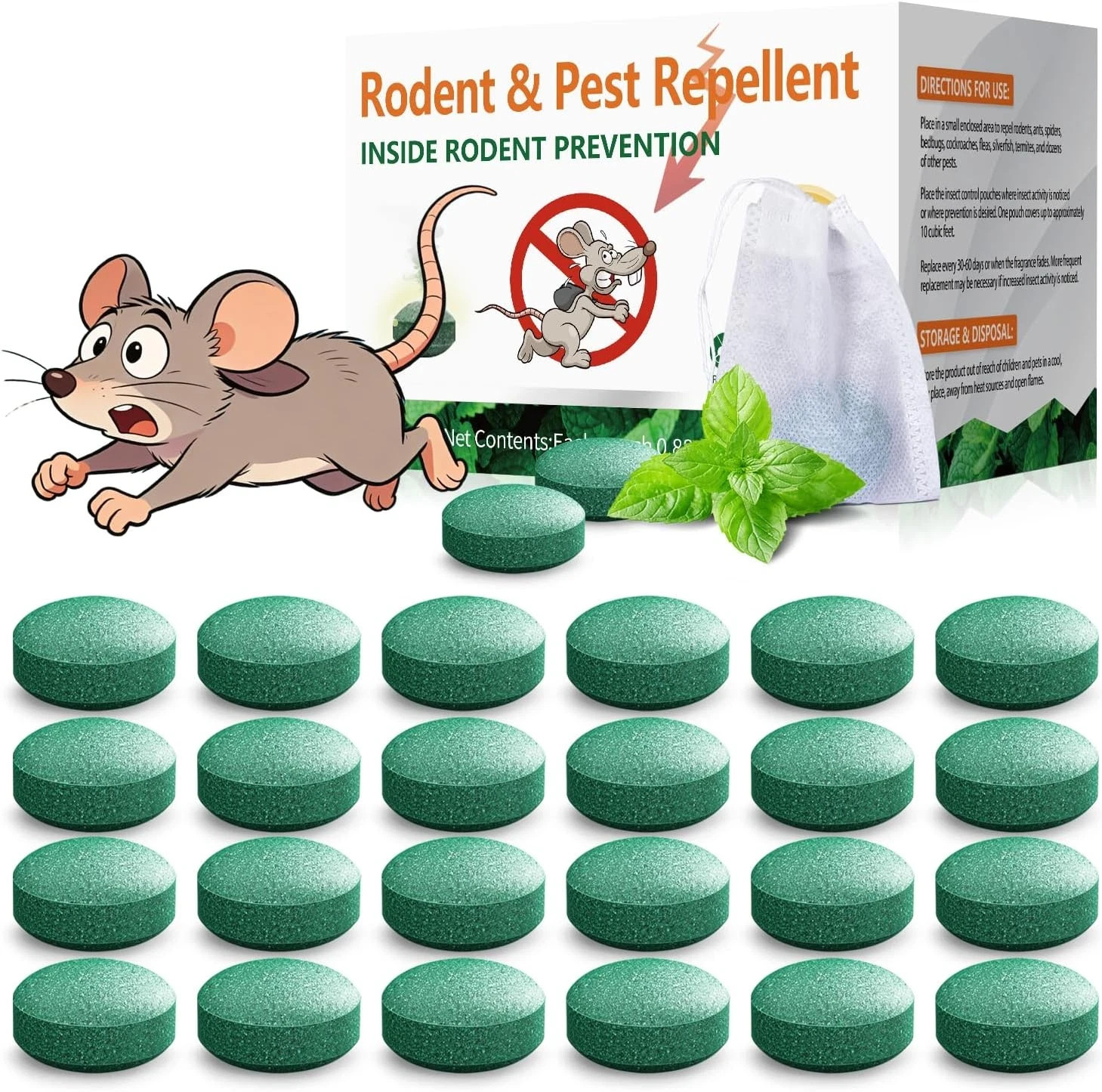 Rodent Mouse Repellent, Peppermint Oil Rat & Mice Repellent, Natural Moth Balls