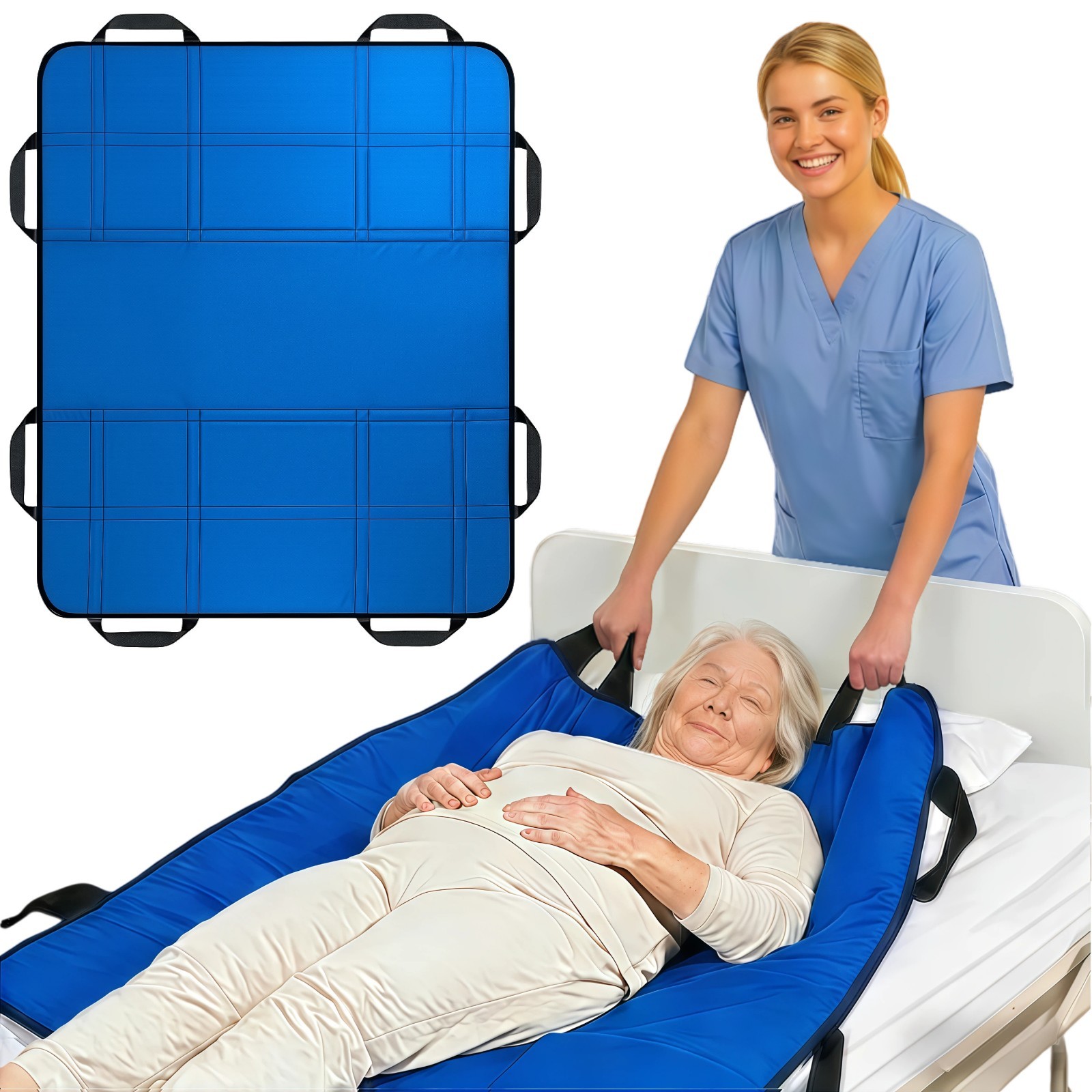 NurtureCare Upgrade 3-Layer Positioning Bed Pad with Handles, Nylon, 48"40 Large