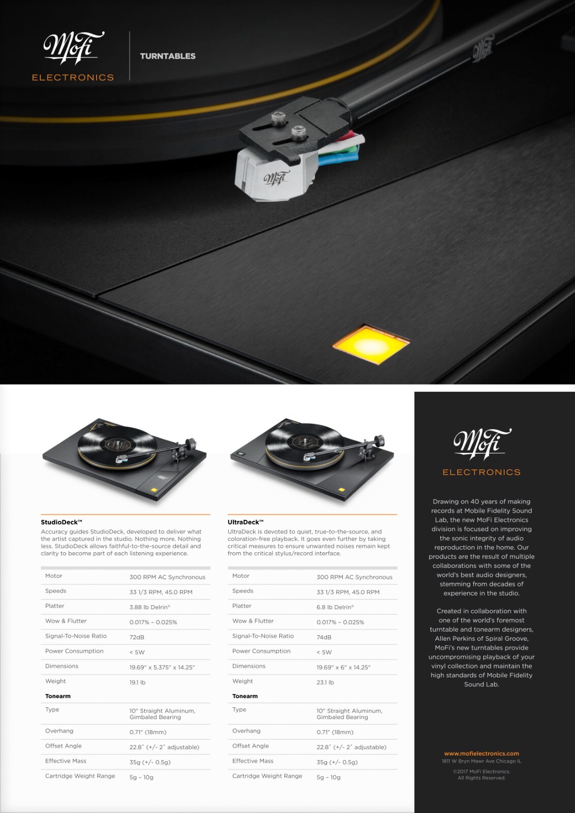 MoFi StudioDeck & UltraDeck Turntable Tonearm Cartridge Alignment Protractor
