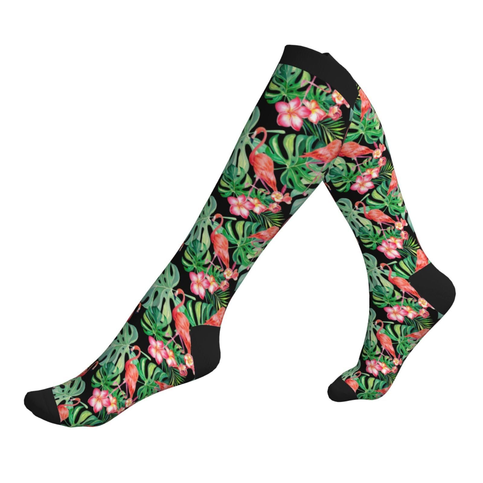 Flamingo Compression Socks Knee High Support Socks For Women Men Running Athl...
