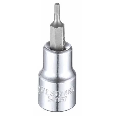 Westward 54Tl67 3/8 In Drive Hex Socket Bit Sae 3/32 In Tip, 1 3/4 In L