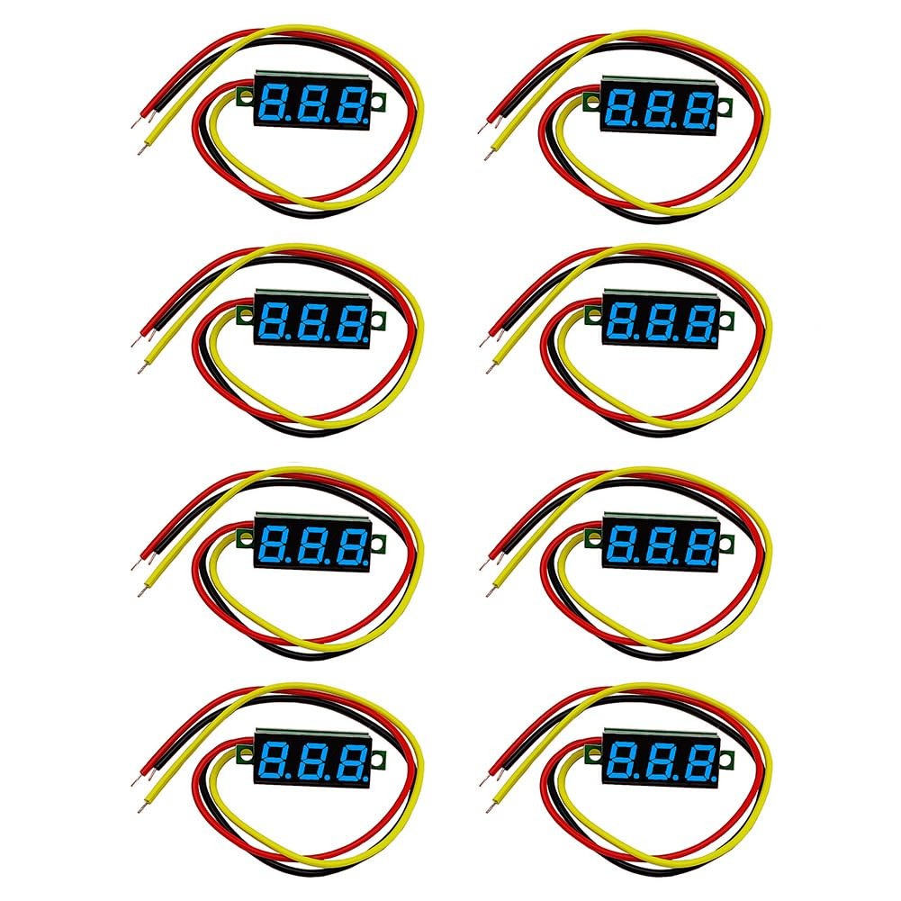 0.28 Inch ThreeLine Voltage Meter Mini LED Digital Voltmeter Gauge Blue 8 PCS