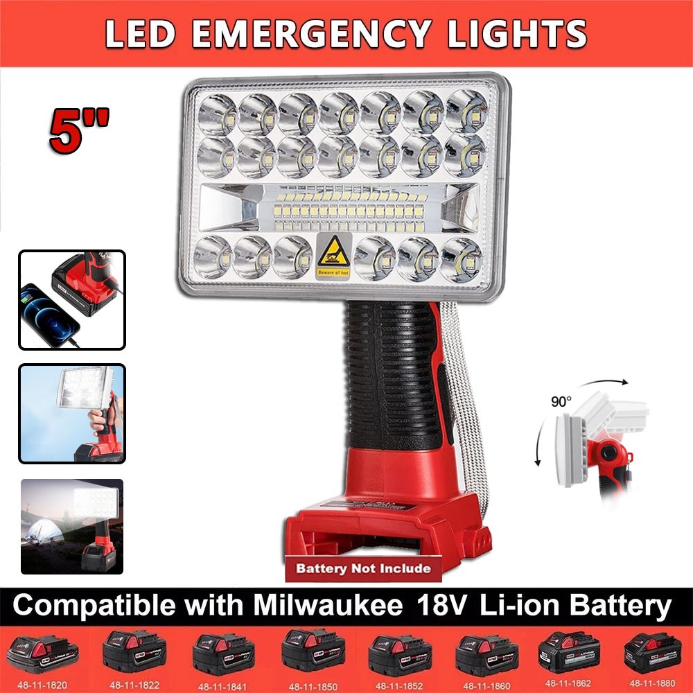 Wireless LED Work Light for Milwaukee 18V Battery 18W 2000LM Portable Flashlight