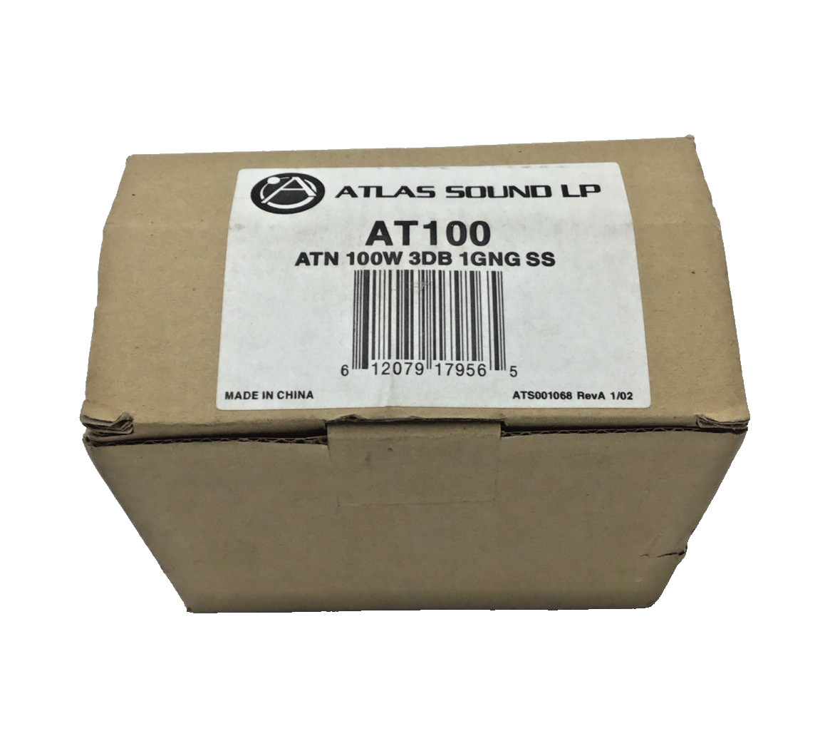 Atlas Sound AT100 100W Single Gang Stainless Steel 70.7V Commercial Attenuator