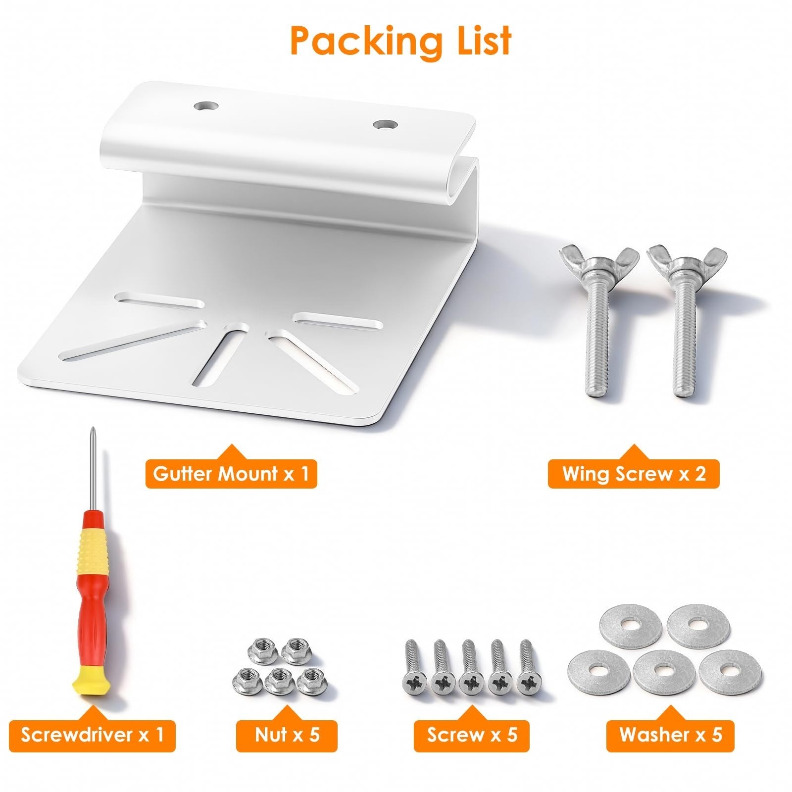 Gutter Mount Bracket for Solar Security Camera Pan Cam Aluminum Clamp Holder