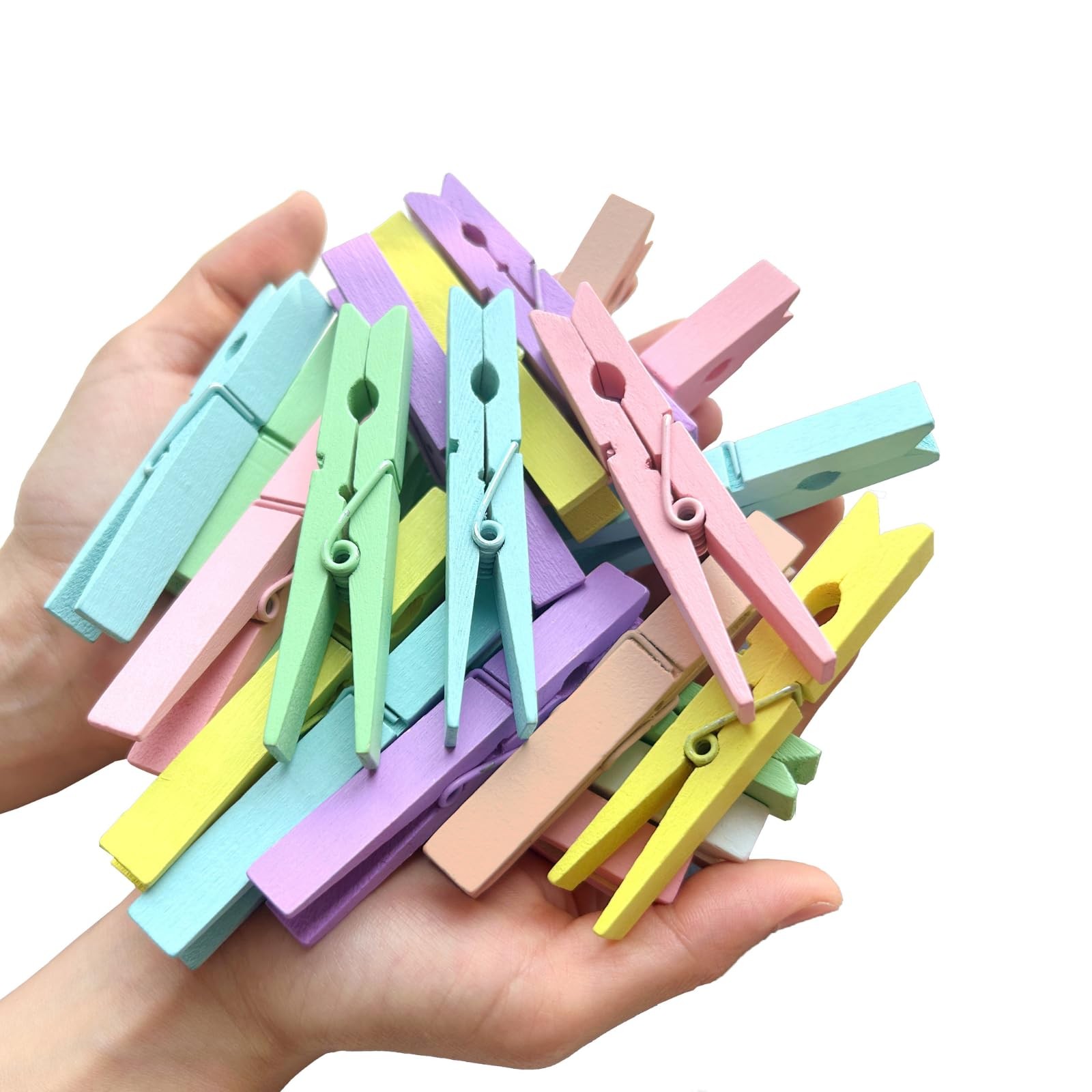 Colored Clothespins, 24 Pack, 3.55 Inch, Natural Birchwood Colorful Clothespi...