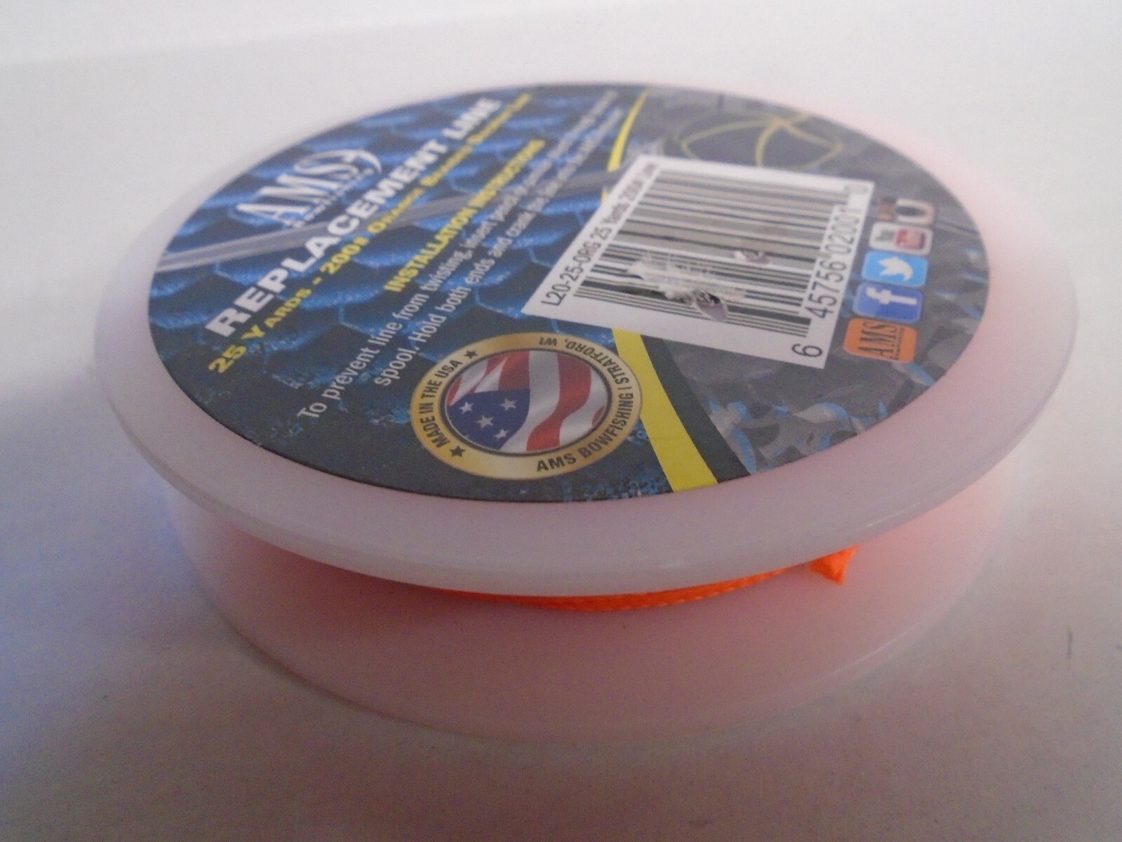 @NEW@ 25 yd. AMS Bowfishing Replacement 200# Orange Line! string rope L20-25-ORG