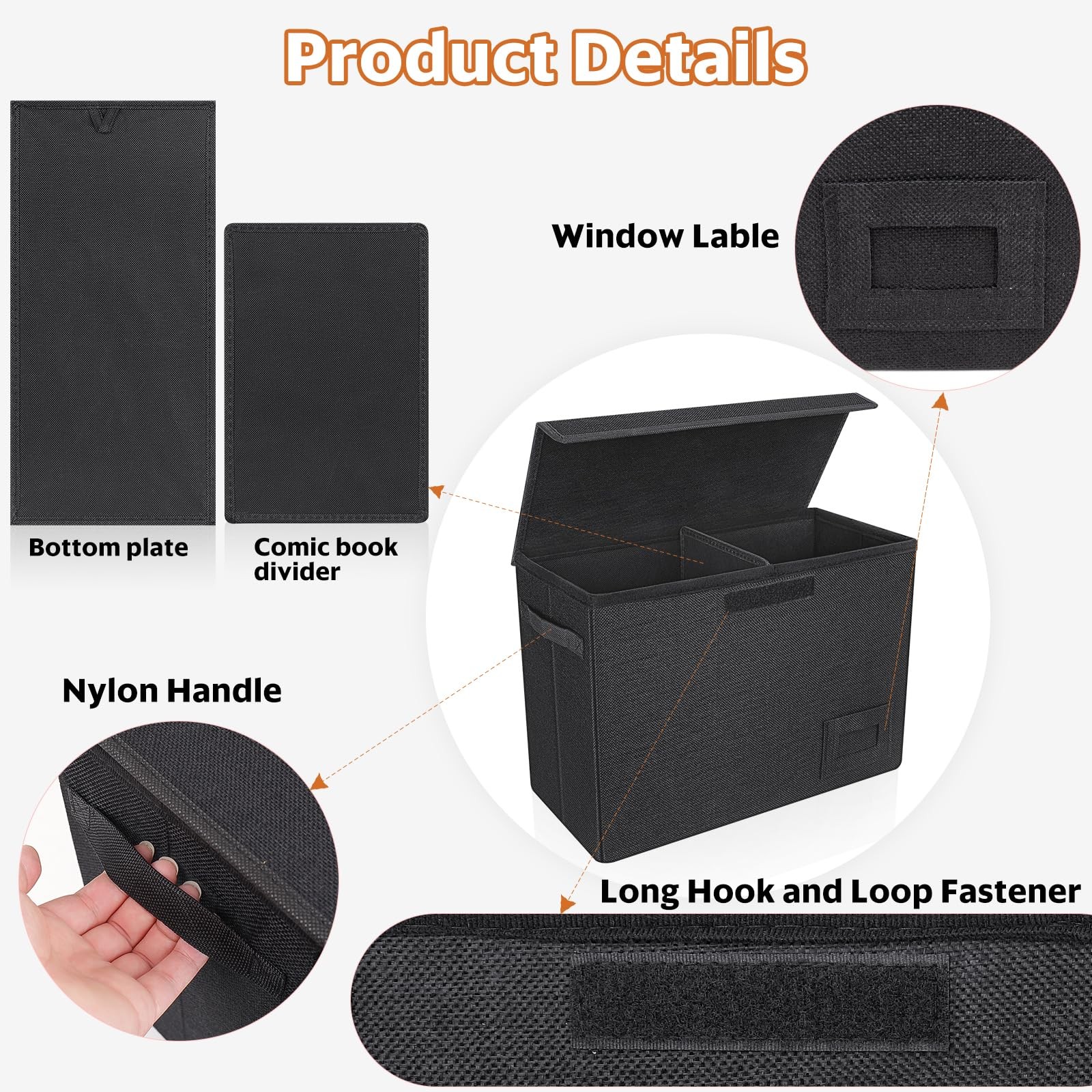 2-Pack Comic Book Storage Boxes, Collapsible Comics Book Case with Dividers a