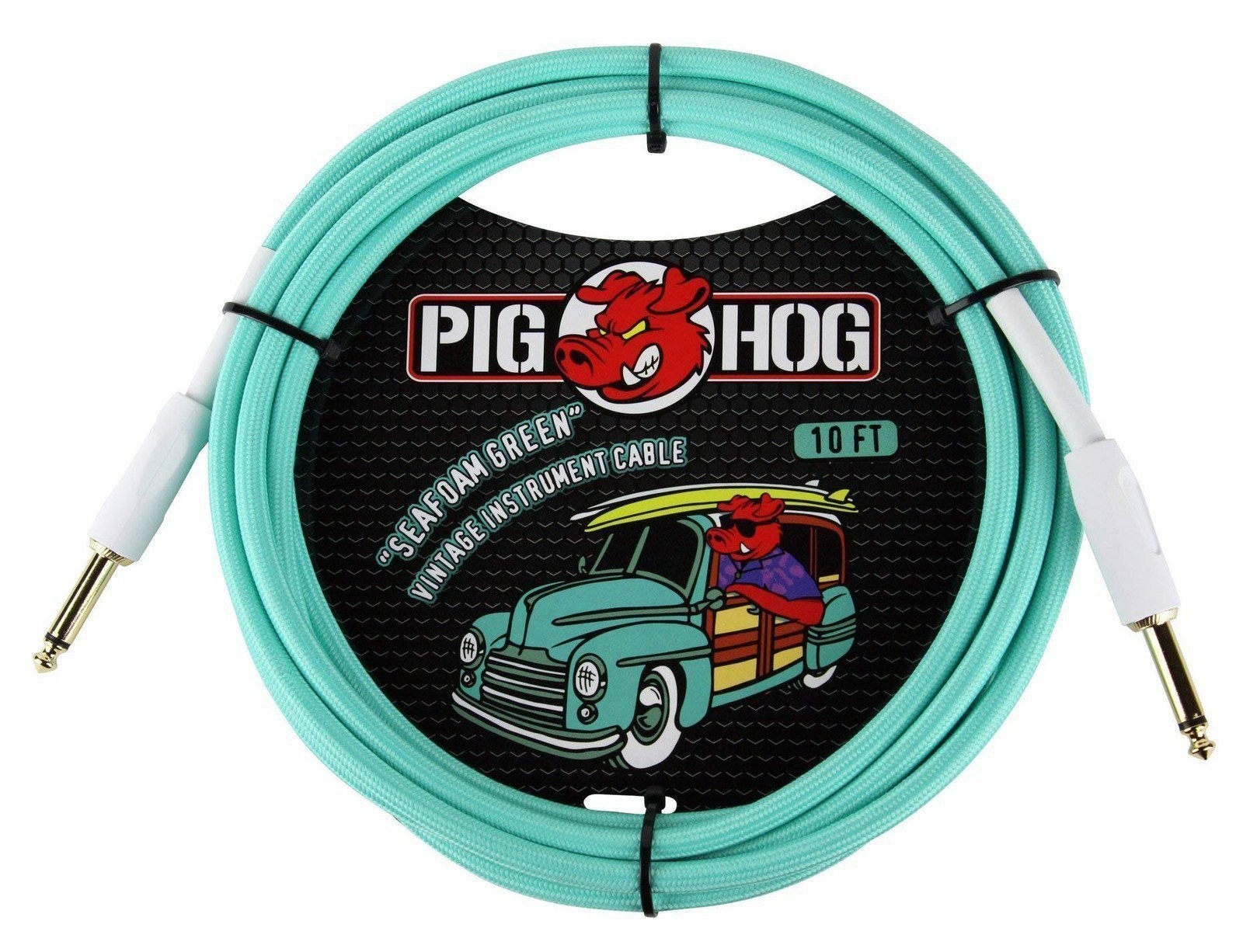 Pig Hog Vintage Serie Instrumentenkabel, Seafoam Green, 3m/10ft, 6.35 (1/4”)...