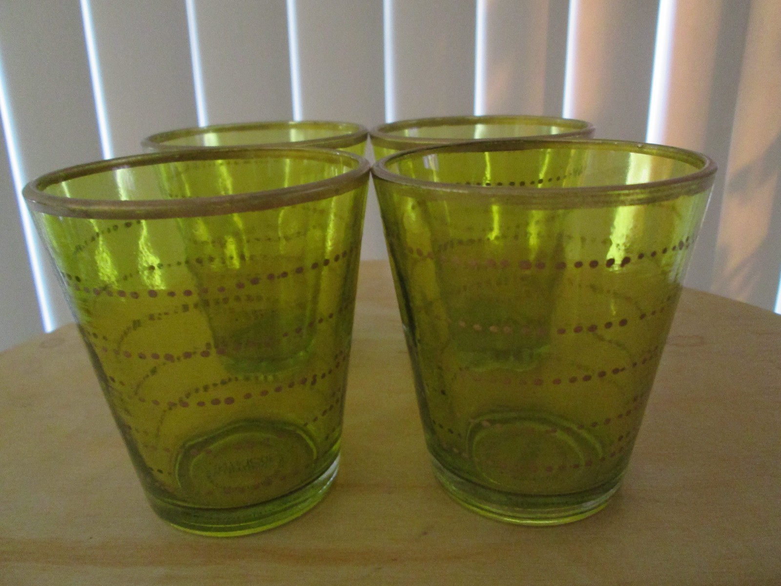 Cultural Intrigue Green With Gold Accents Tall Glass Candle Holders 3.25" ( 4 )