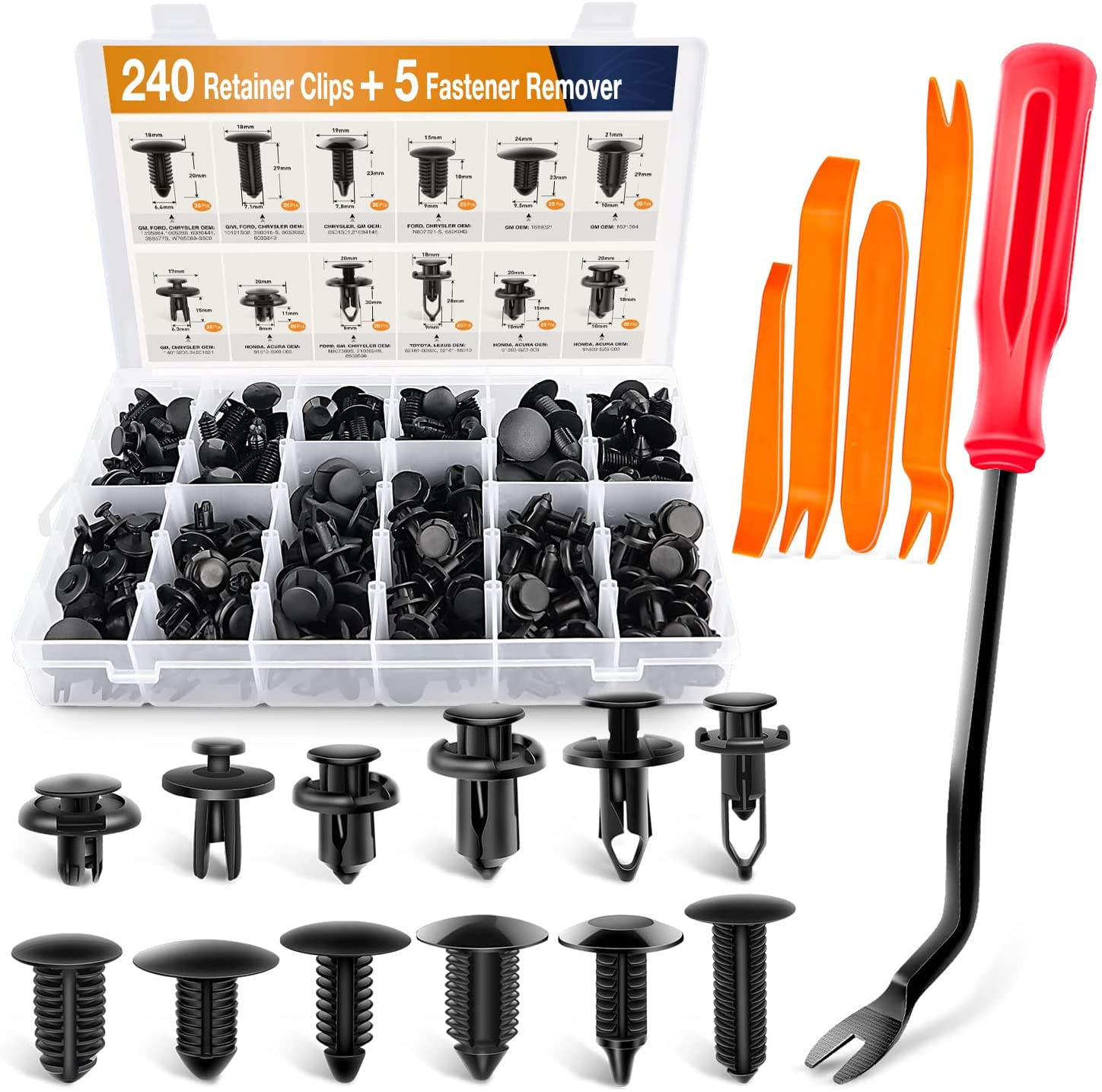 - GRC-33 240PCS Bumper Retainer Clips Car Plastic Rivets Fasteners Push Retainer