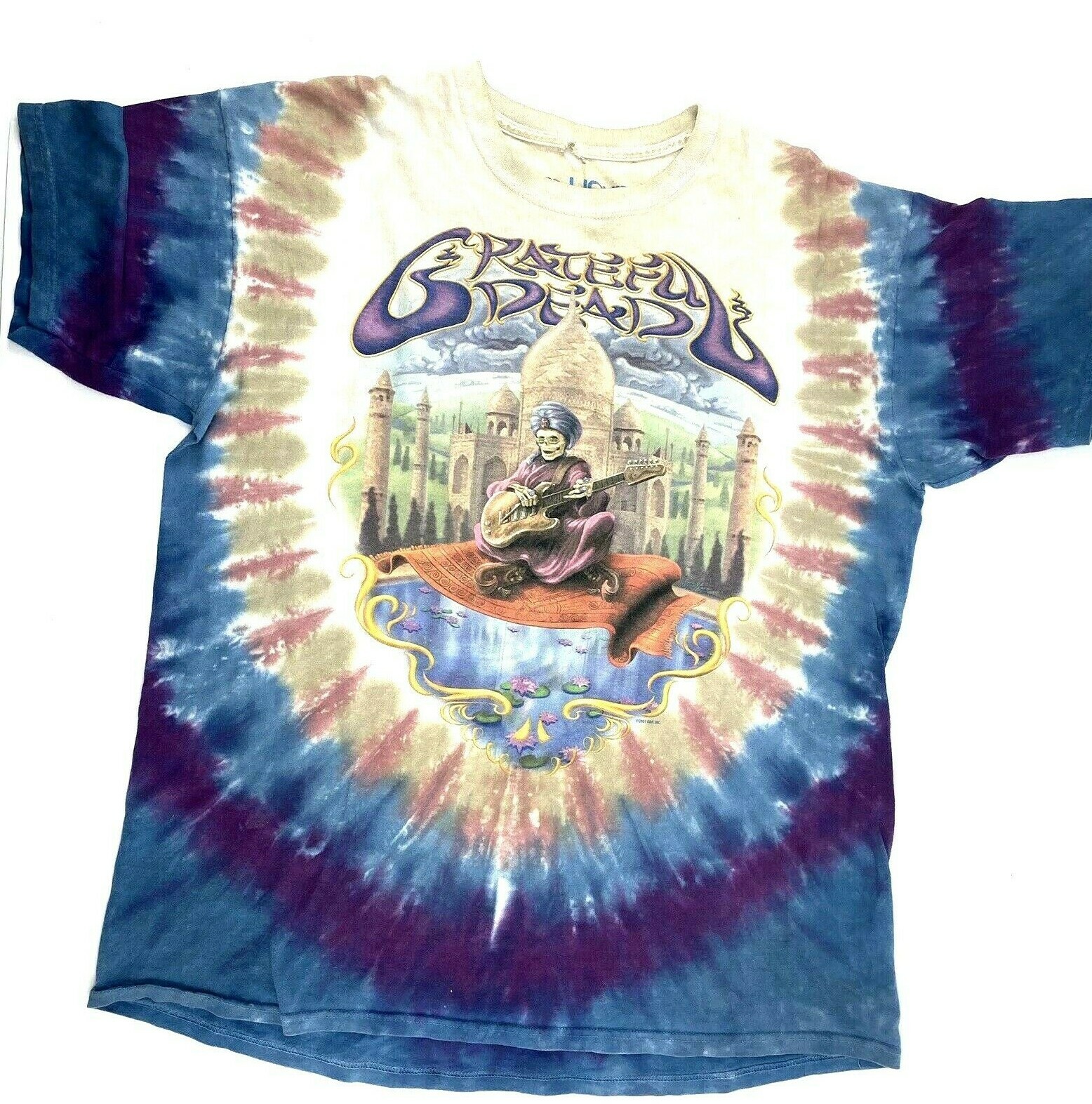 Vintage Grateful Dead Liquid Blue Skeleton Snake Charmer 2001 T Shirt Size XL