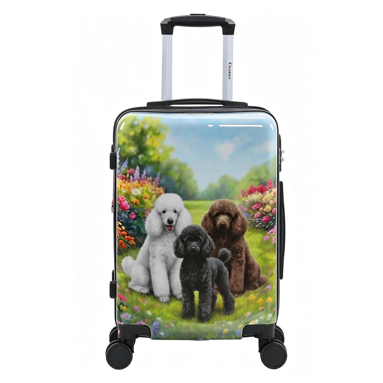Chariot 20" Hardshell Suitcase Carry On Travel Luggage w/Cover Poodle Garden