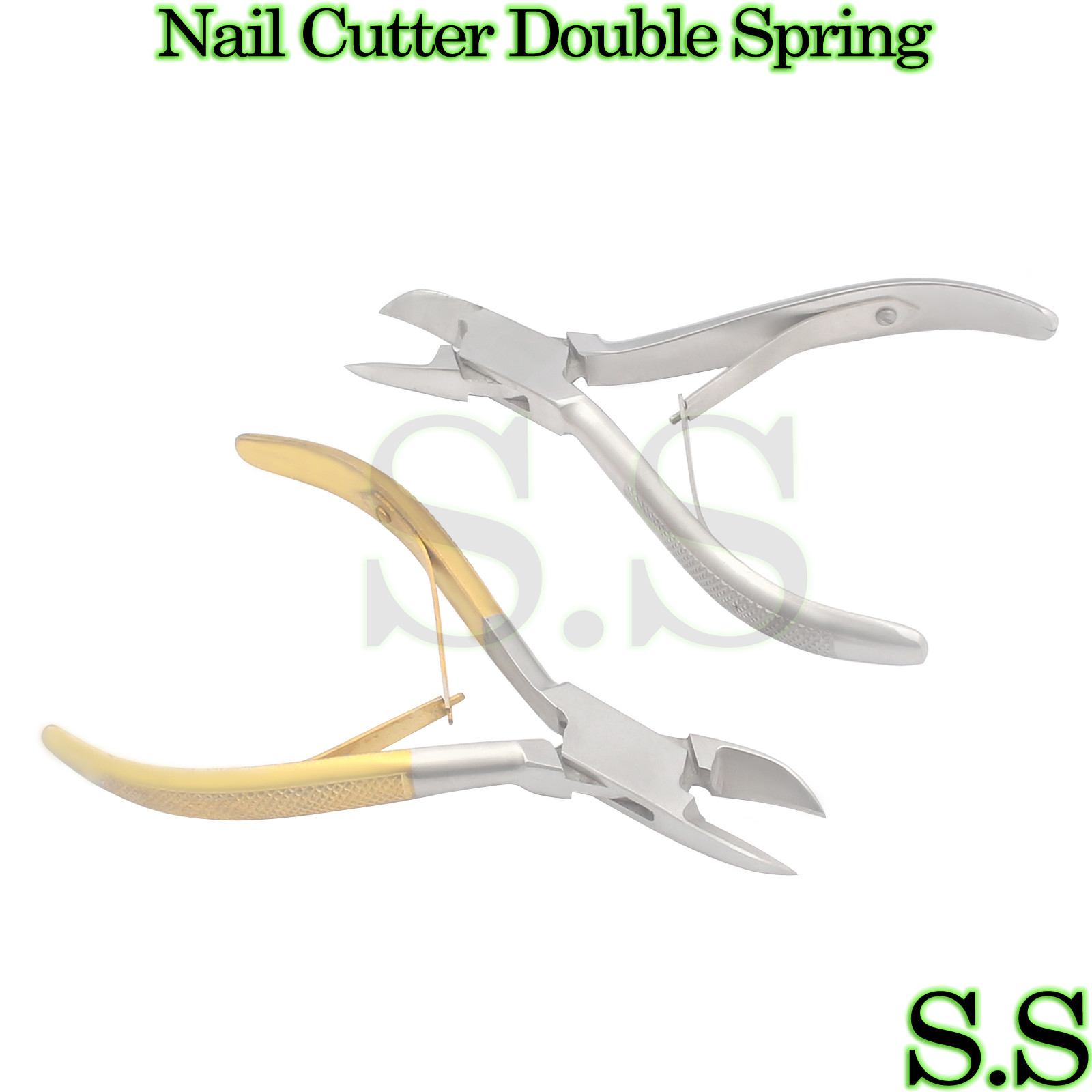 2 Pairs Combo Set 4.5" Nail Cutter Double Spring Pedicure Tools Silver + Gold