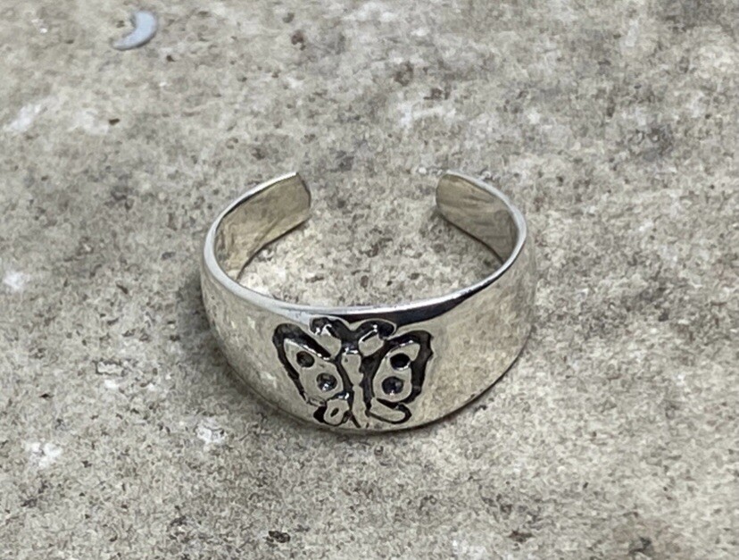Sterling Silver Butterfly Toe Ring, Midi Ring, Gift For Daughter, Beach Jewelry