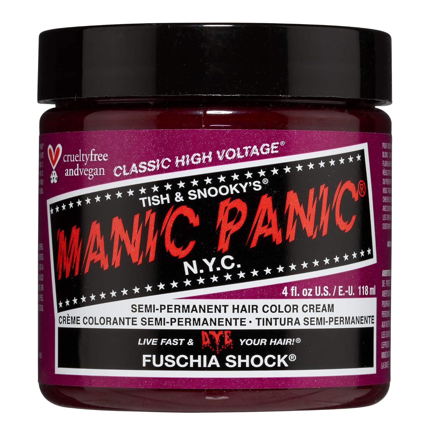 MANIC PANIC Hair Dye Semi Permanent Hair Color-Fushia Shock- 4 oz