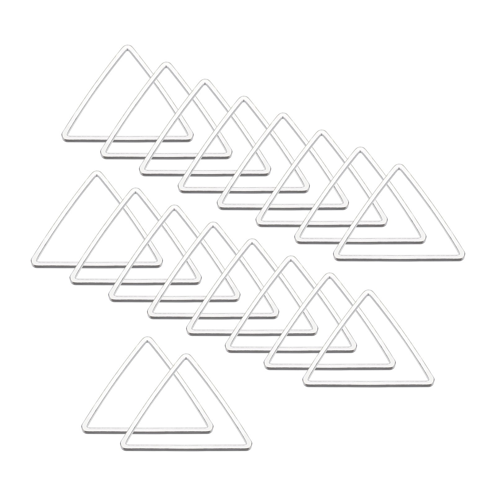 30pcs Earrings Beading Hoop 0.8X0.8" Triangle Finding Ring, Silver Tone
