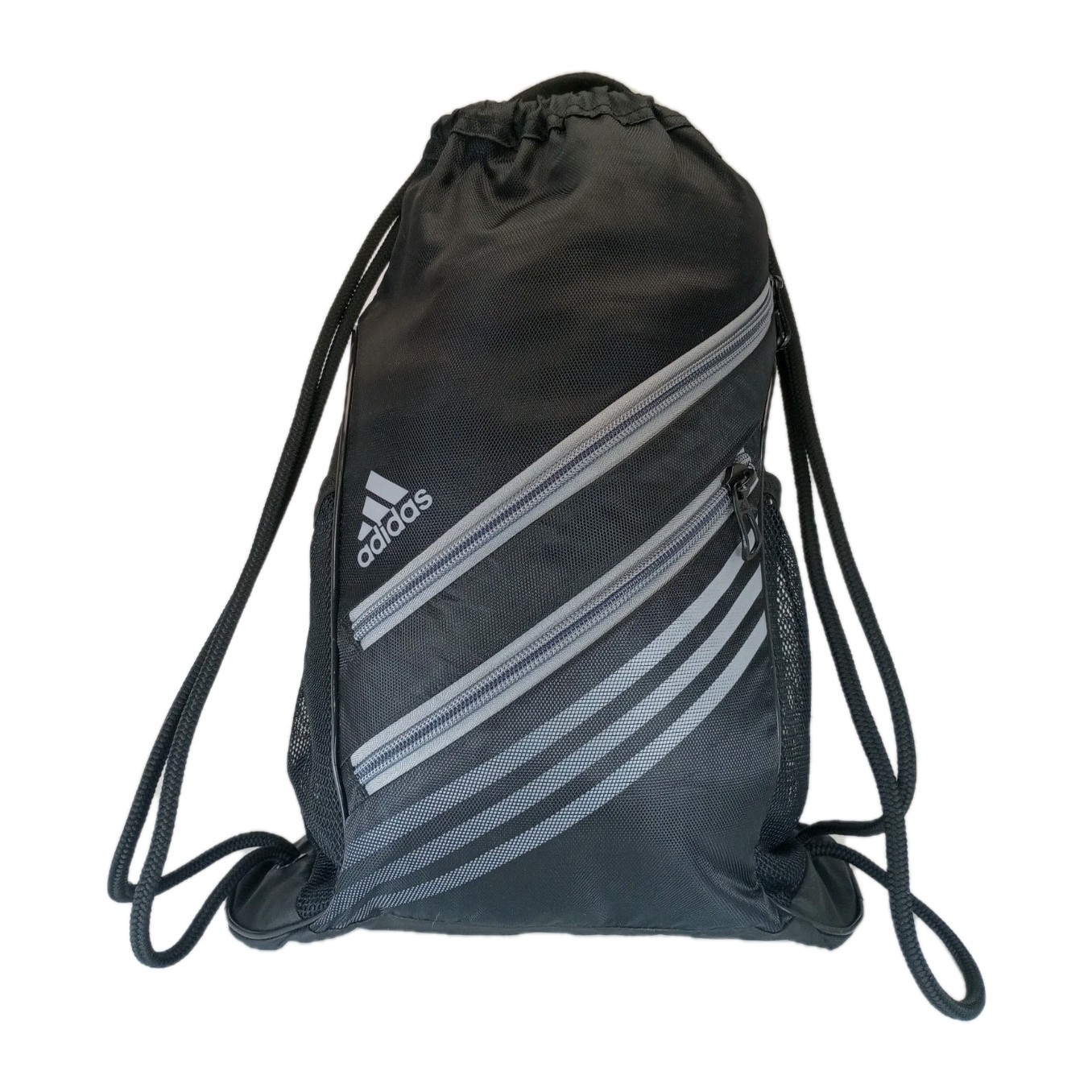 NWOT Adidas Strength Sackpack Drawstring Gym Bag XL Black Grey Heavy-Duty Sling