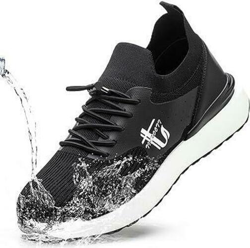 Waterproof Steel Toe Shoes for Men Women Lightweight Slip Resistant 6.5  BLACK