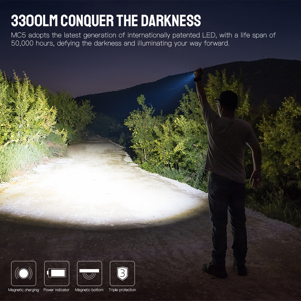 TrustFire 3300Lumen Rechargeable EDC Flashlight 5Mode Magnet Torch Waterproof X