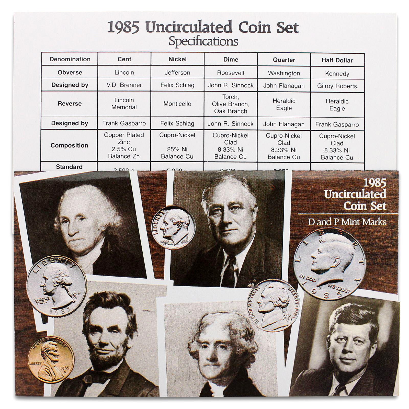 1985 Mint Set Original Envelope 10 BU US Coins BU