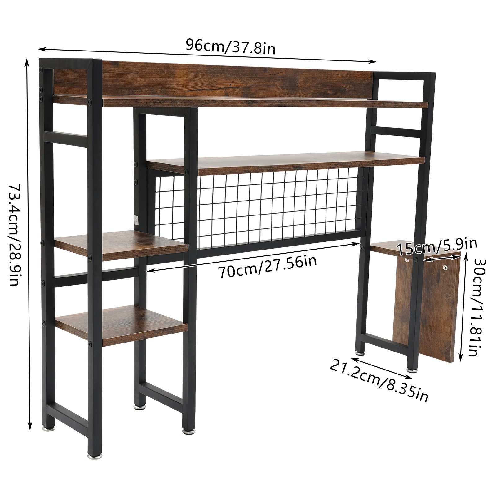 Rustic Desktop Bookshelf Multipurpose Countertop Display Shelf for Office Home