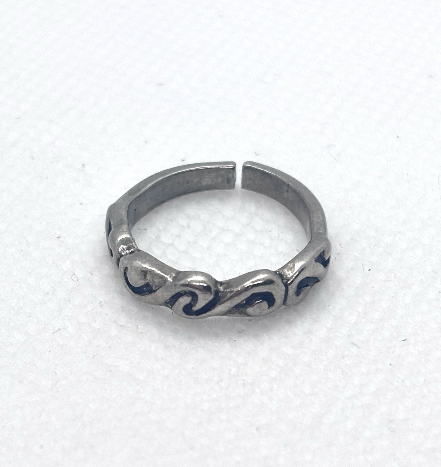 Waves Tropical Beach Design Toe Ring Sterling Silver Size Adjustable