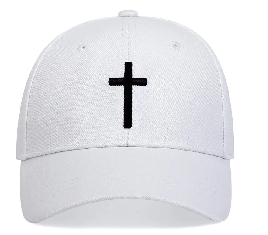 New Catholic Christian Cross Jesus Embroidery White Cap Hat Baseball Outdoor