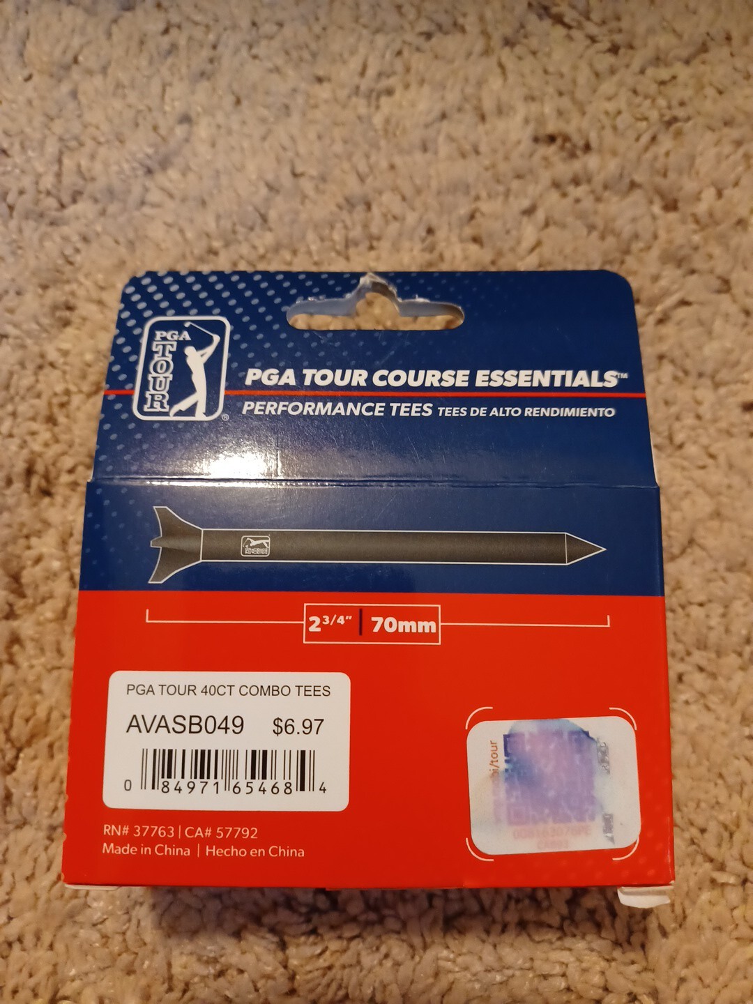 PGA Tour Course Essentials Performance Tees 2-3/4” 70mm - 40 Count Box