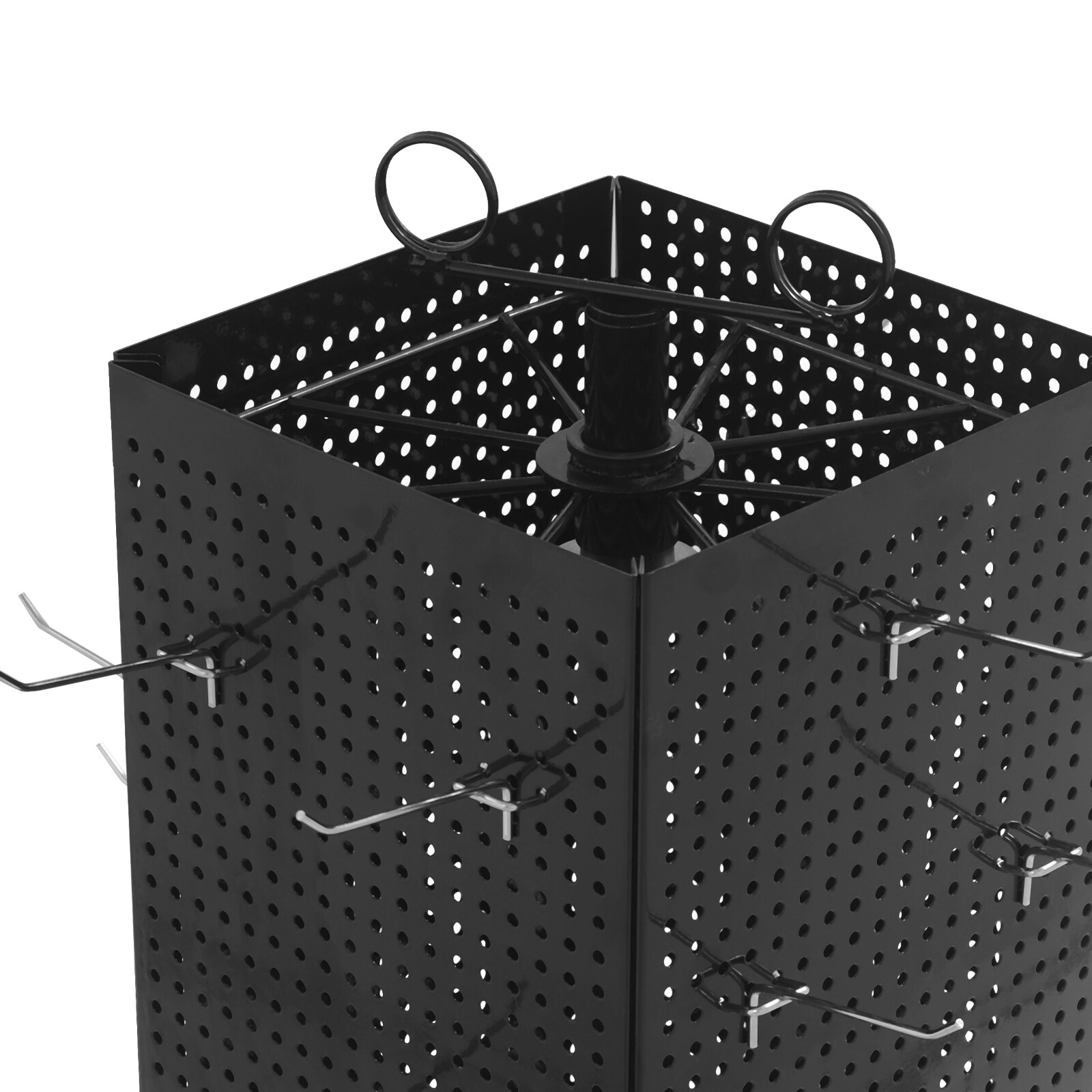 20 Hook Rotating Pegboard Display Stand 4-Sided Metal Spinner Rack Retail