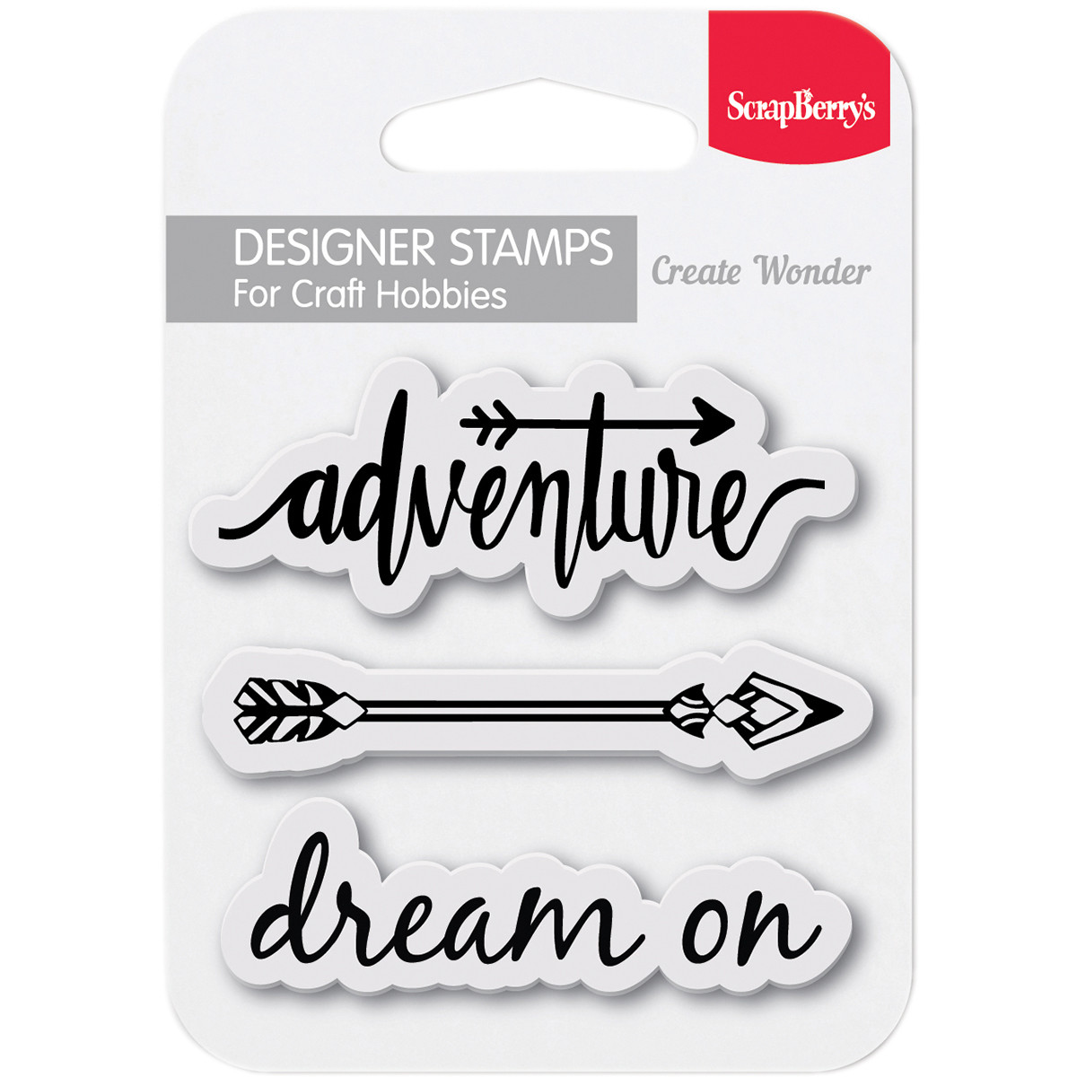 Adventure Dream On ScrapBerry's Clear Rubber Stamp Set 2.7"X2.7" SCB4907109 New