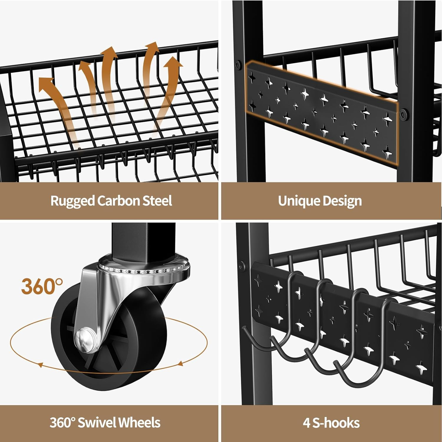 6 Tier Slim Storage Cart, Narrow Rolling Cart with Wheels, Narrow Mobile Utility