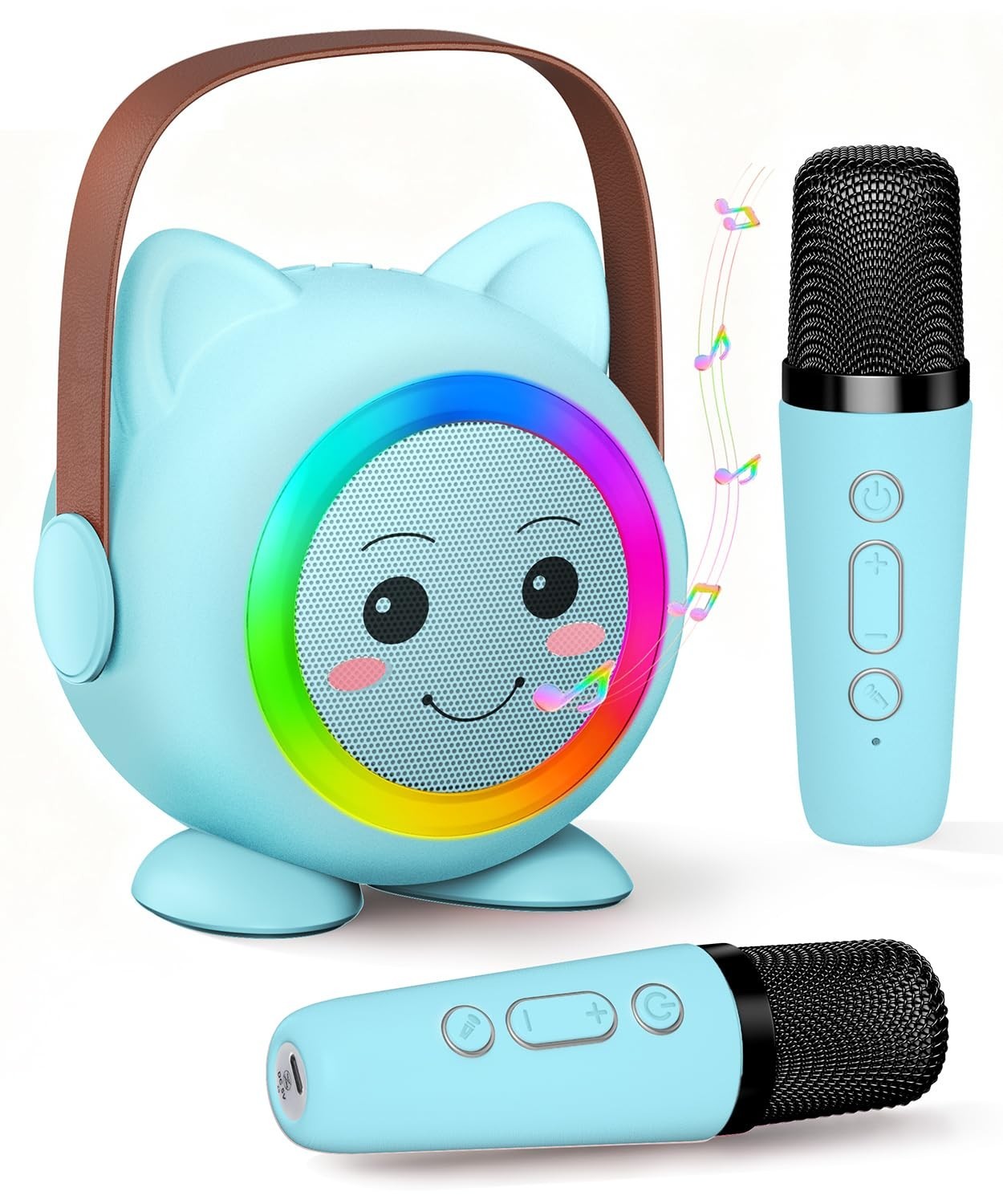 Mini Karaoke Machine Toy for Kids, Portable Karaoke Machine with 2 Wireless...