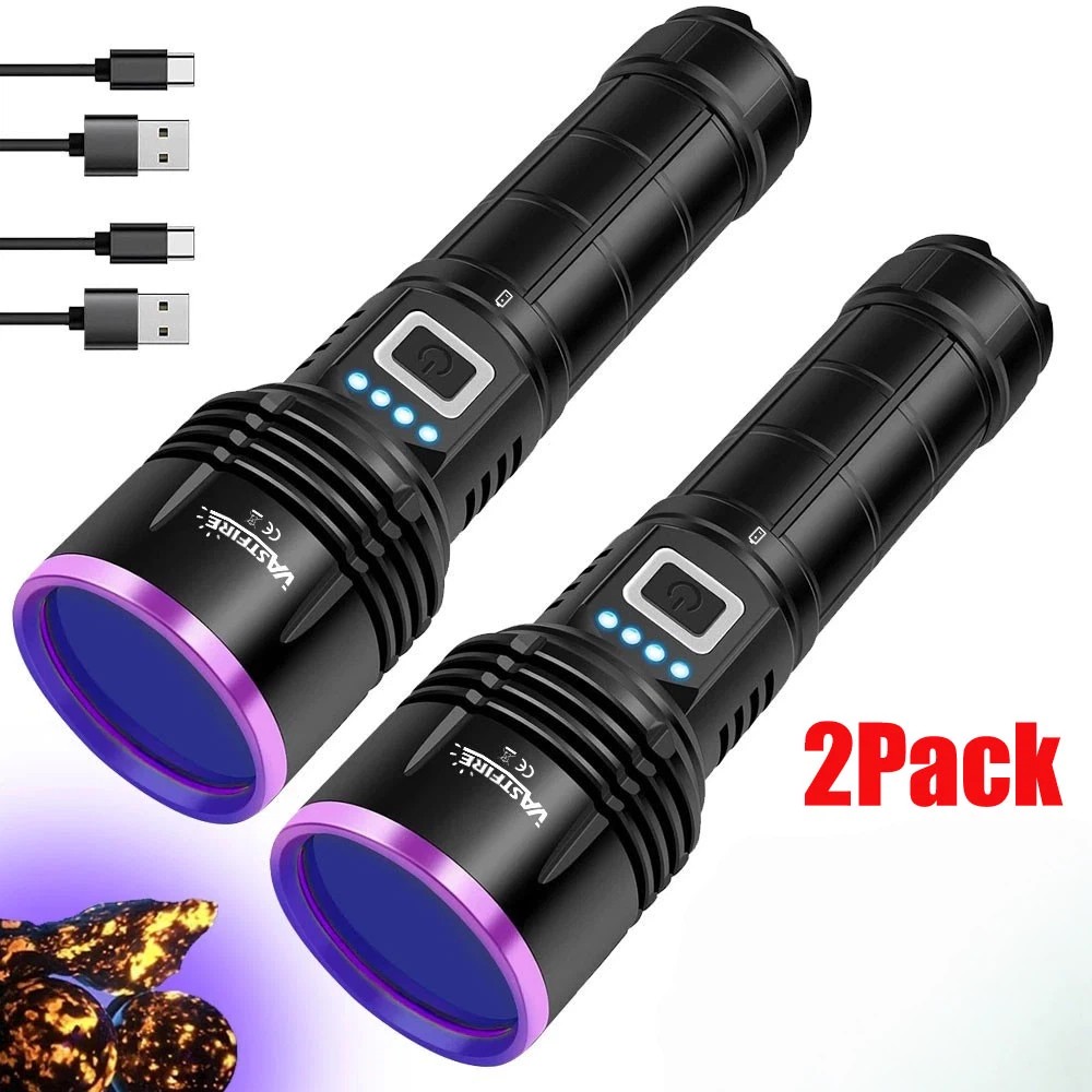 2PCS USB UV Light 30W 365nm LED Flashlight urine scorpion Detector Torch
