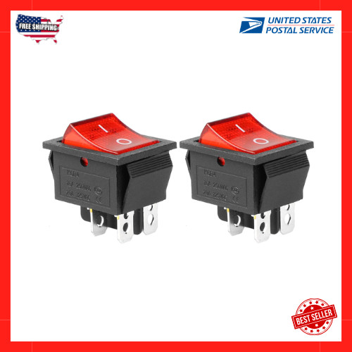 QTEATAK KCD4 2Pcs DC 12V-24V 30A DPST 4-Pin 2 Position ON/Off Boat Rocker Toggle