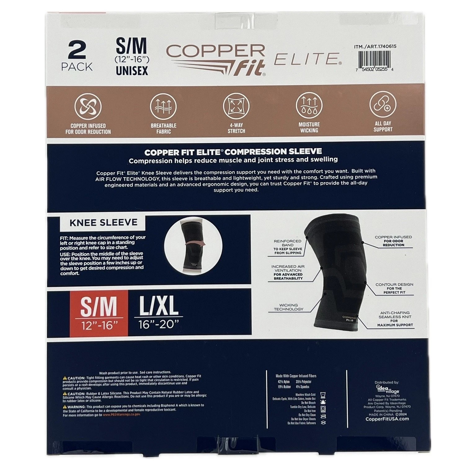 Copper Fit Elite Air Knee Sleeve 2-pack